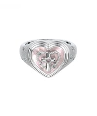 Cross heart ring