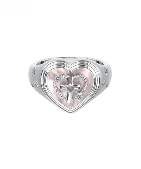 Cross heart ring