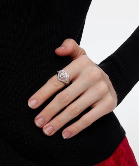 Cross heart ring