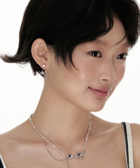 Another black cat star stick necklace