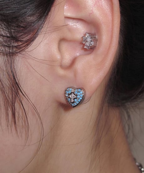 Azure cross heart pierce