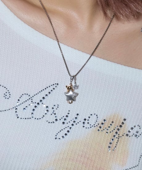 Cat hugging star necklace