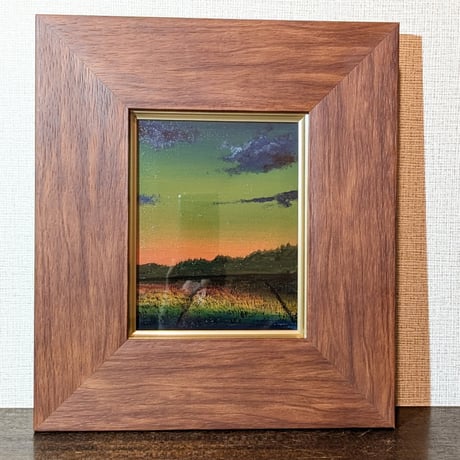 アクリル画原画「夕暮れの鏡田」額付き | Art Dream Awaji