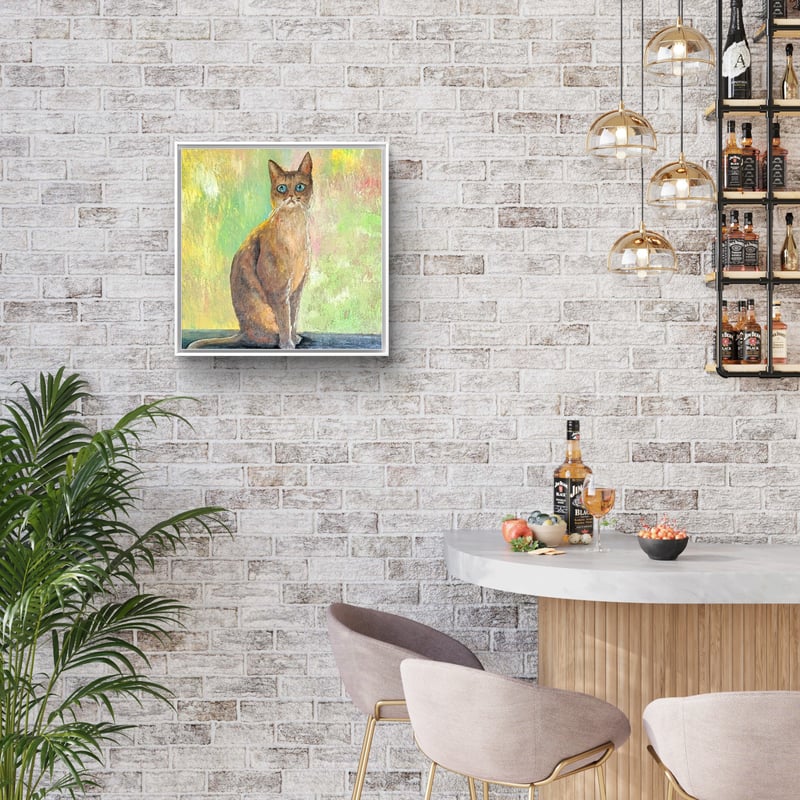 アクリル画原画「おしゃまな猫」額付き | Art Dream Awaji