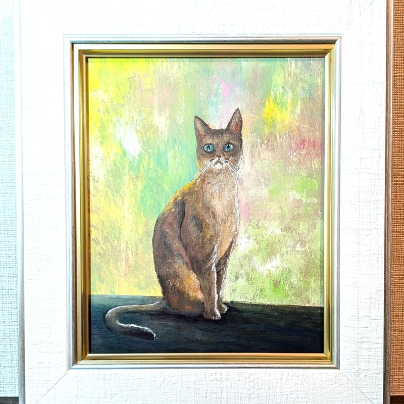 アクリル画原画「おしゃまな猫」額付き | Art Dream Awaji