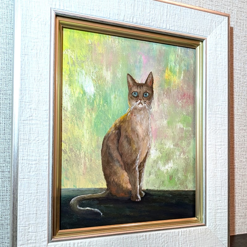 アクリル画原画「おしゃまな猫」額付き | Art Dream Awaji