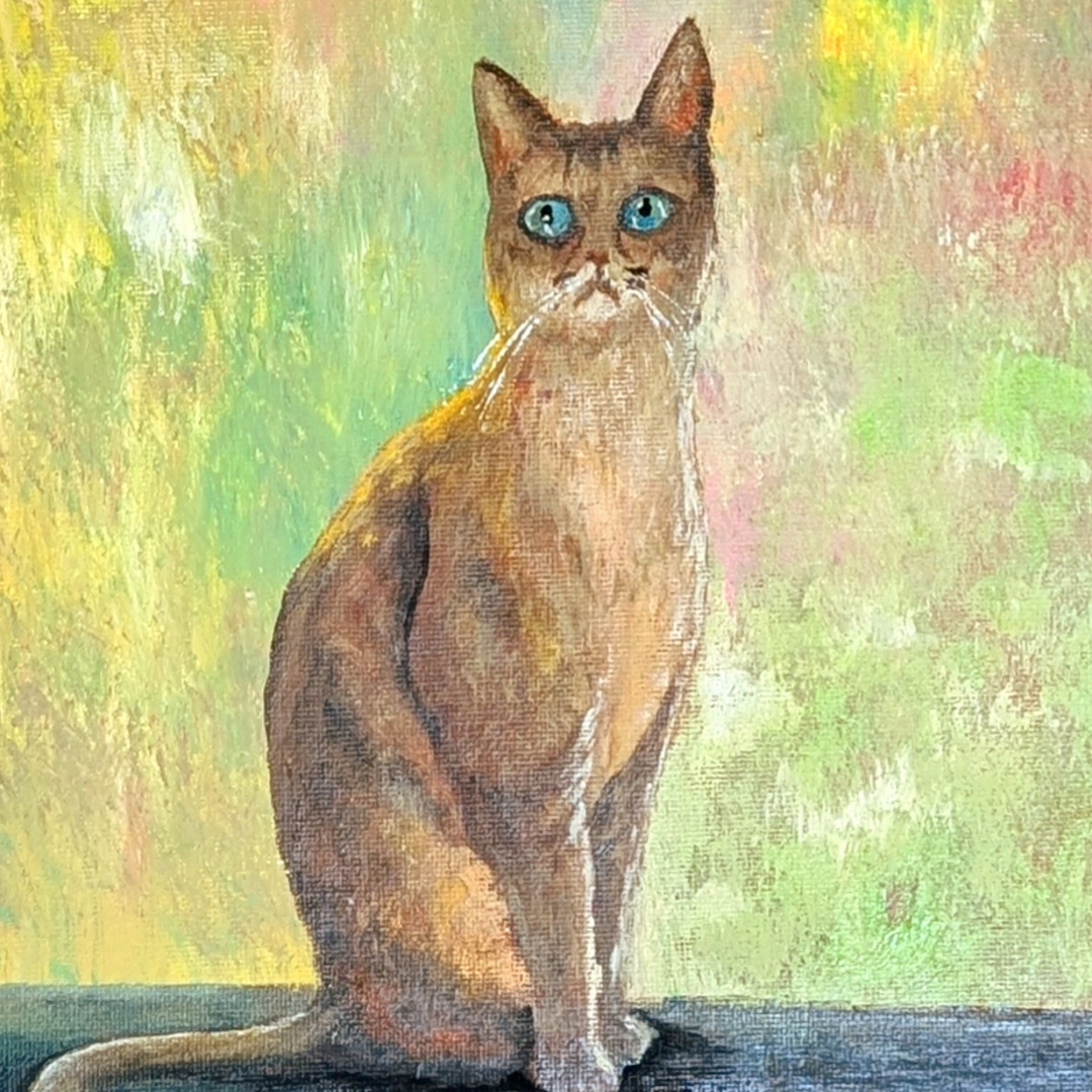アクリル画原画「おしゃまな猫」額付き | Art Dream Awaji