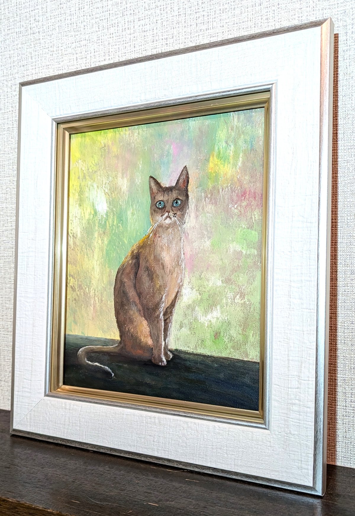 アクリル画原画「おしゃまな猫」額付き | Art Dream Awaji