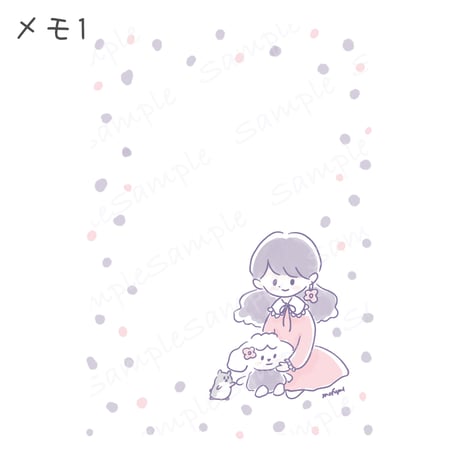 手帳デコ・メモ素材シートセット　女の子とお花　PDF・PNGコンプリートセット