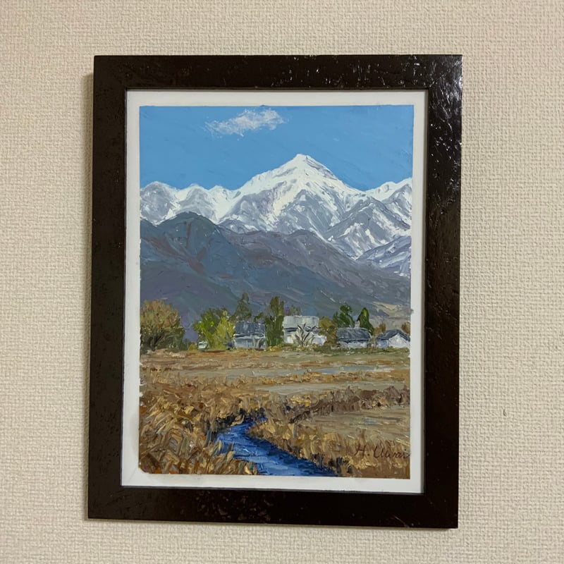 油絵 安曇野有明山