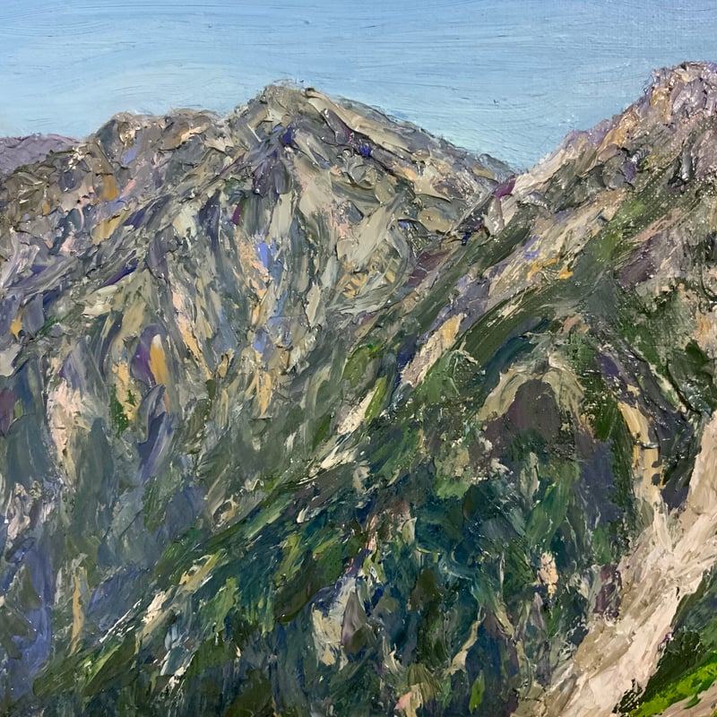 夏の白馬岳 油彩画 Mt.Hakuba in summer oil painting | 上井
