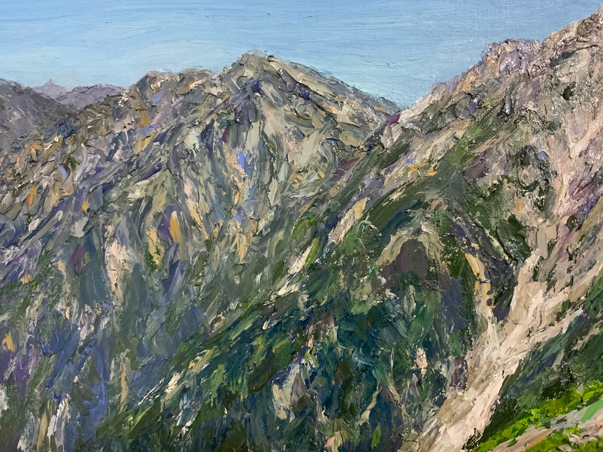 夏の白馬岳 油彩画 Mt.Hakuba in summer oil painting | 上井