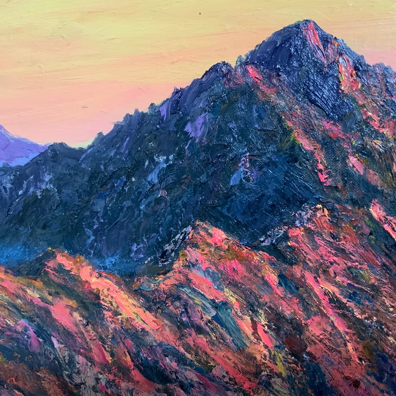 剱岳モルゲンロート 油彩画 額込み | 上井彦之介アート