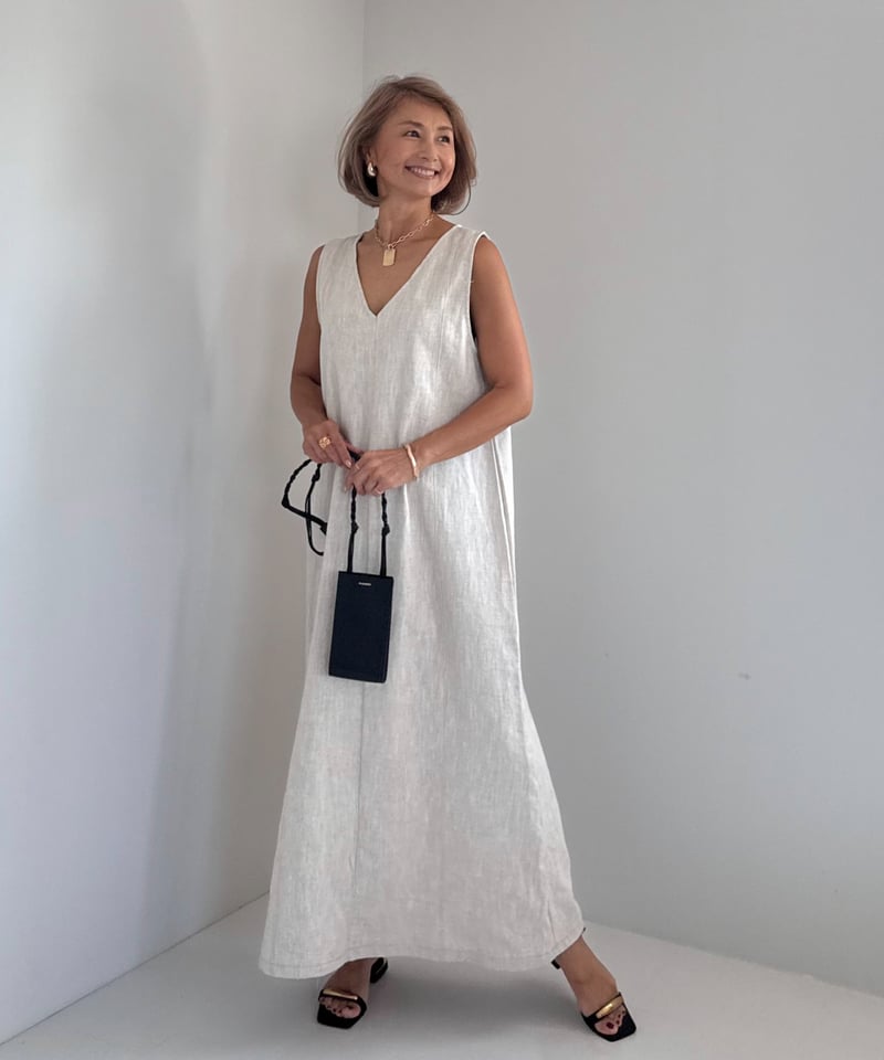 リネンサマードレス【White/Beige 全2色】 | ABEREI