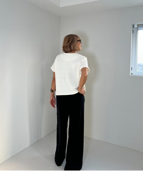 ジャガード半袖トップス【 White/ Black全２色 】