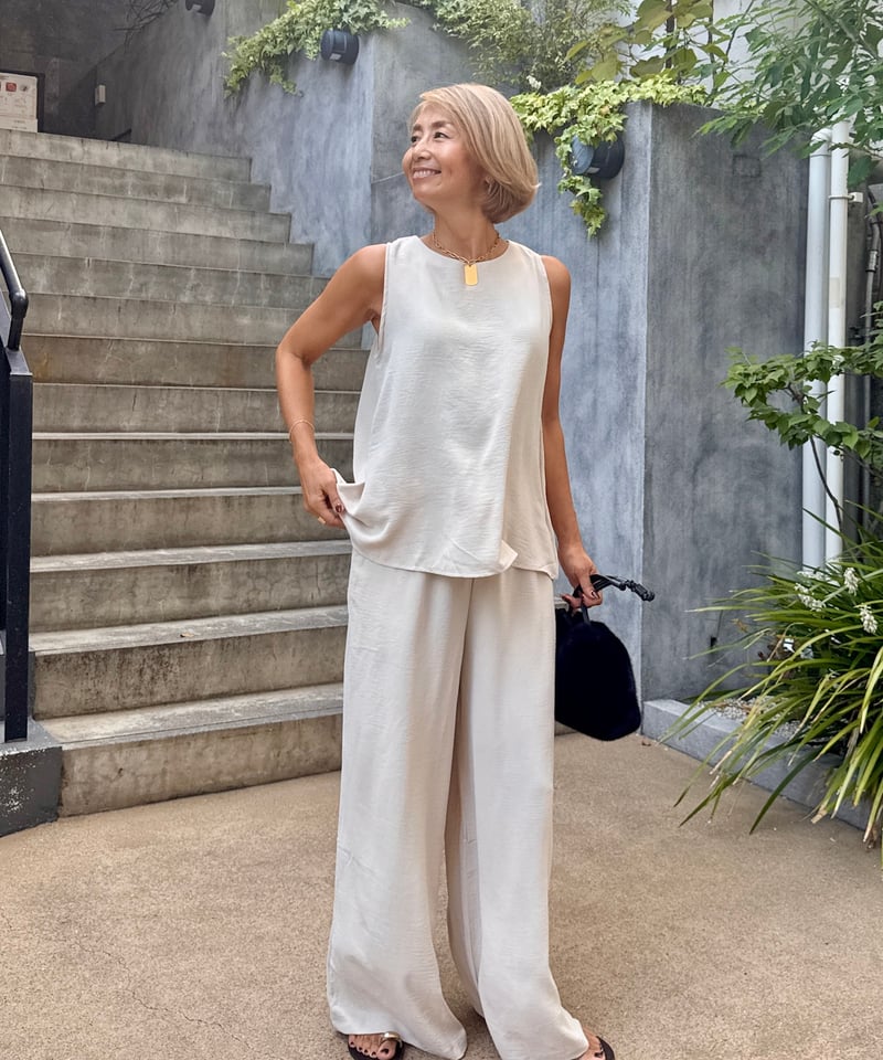 今季新品)HAUNT麻ノースリーブ HOT ITEM 新色ノースリセットアップ | ABEREI