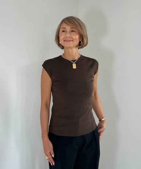 ノースリーブニットトップス【 Brown/Black 全2色 】 | ABEREI