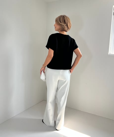 ジャガード半袖トップス【 White/ Black全２色 】