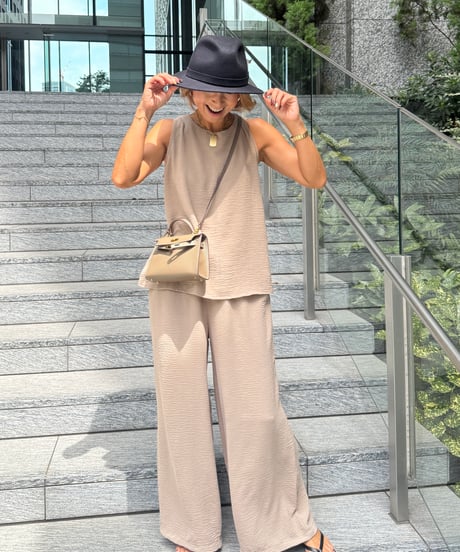 ノースリセットアップ【Beige/Black 全２色】
