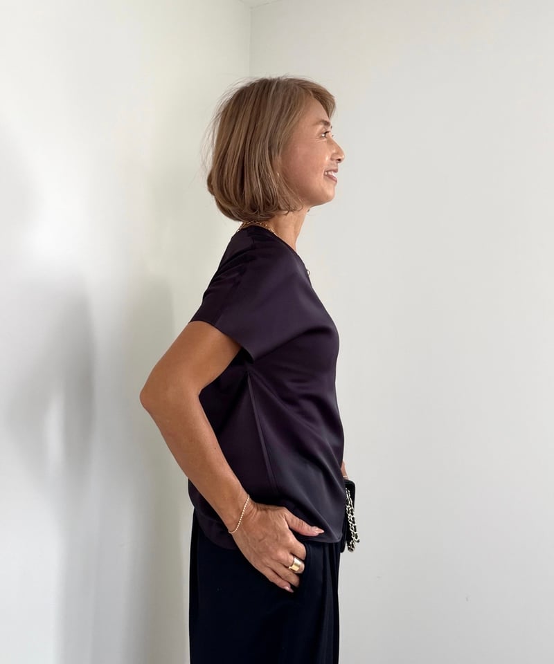 上品シルキートップス【Ivory/Brown 全2色】 | ABEREI