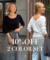 まとめてお得10%OFF!２色SET バックラウンドリブカットソートップス【 White/ Black全２色 】