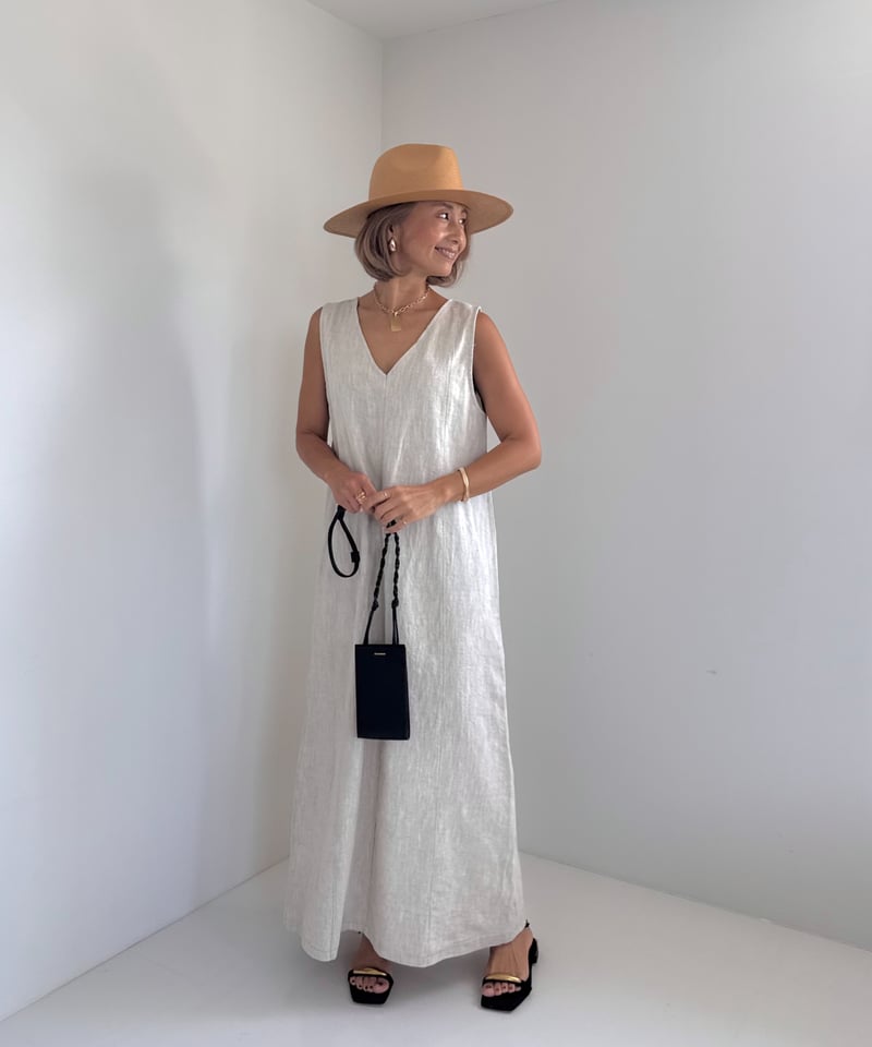 リネンサマードレス【White/Beige 全2色】 | ABEREI