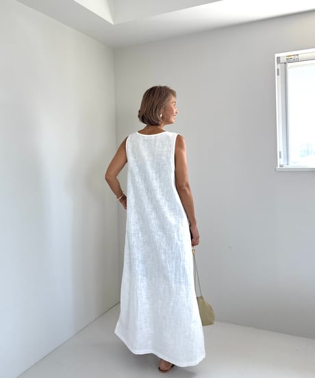 リネンサマードレス【White/Beige 全２色】