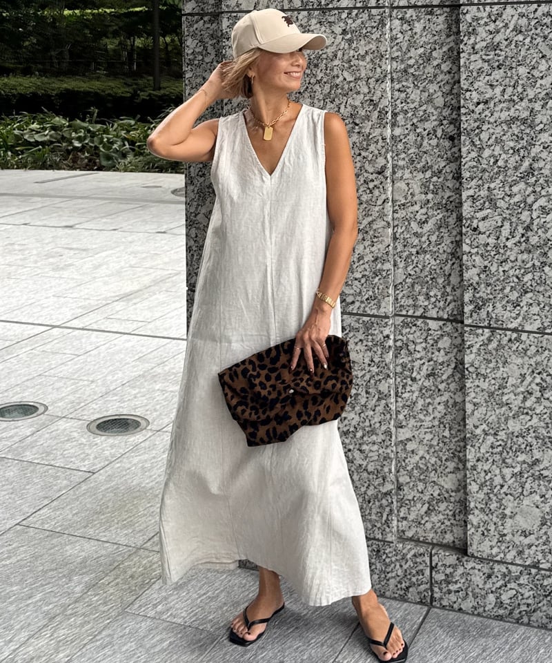 リネンサマードレス【White/Beige 全2色】 | ABEREI