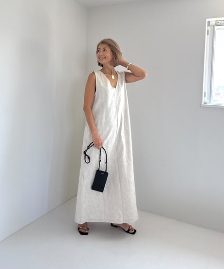 リネンサマードレス【White/Beige 全２色】
