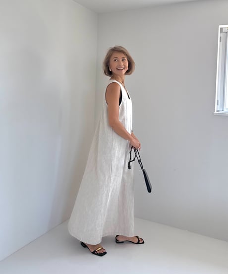 リネンサマードレス【White/Beige 全２色】