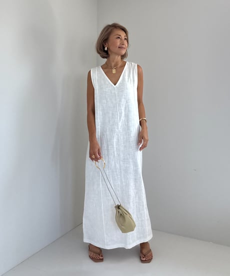 リネンサマードレス【White/Beige 全２色】
