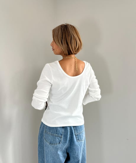 まとめてお得10%OFF!２色SET バックラウンドリブカットソートップス【 White/ Black全２色 】