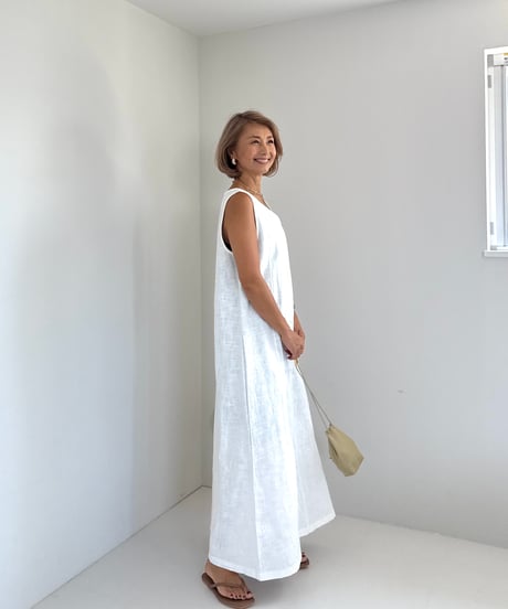 リネンサマードレス【White/Beige 全２色】