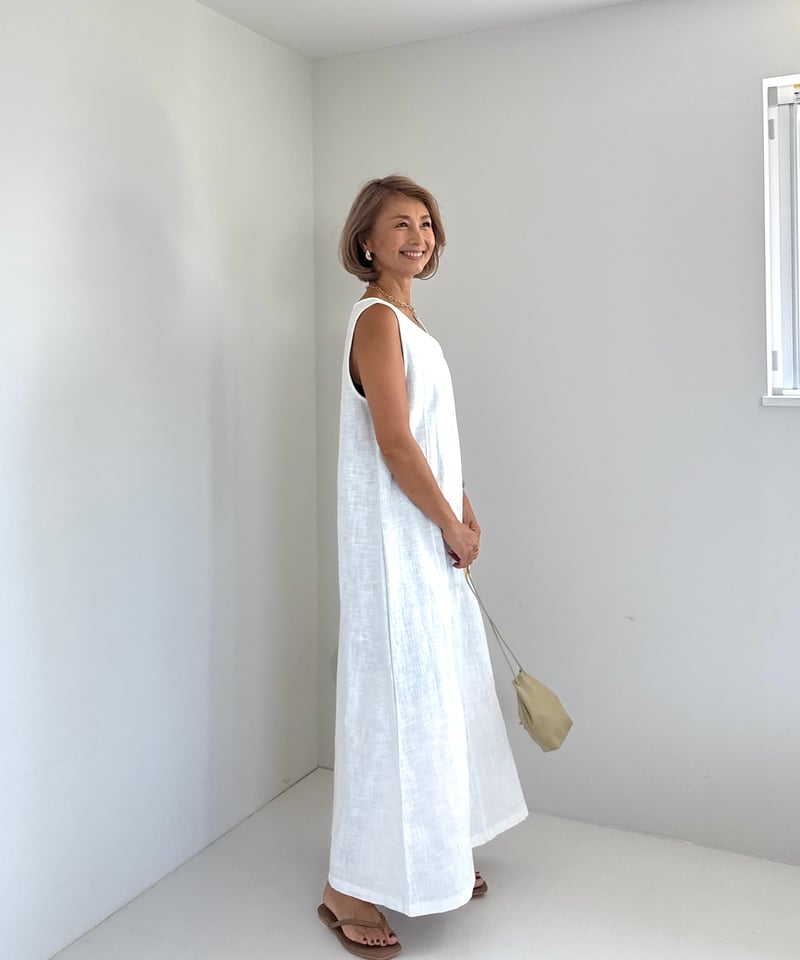 リネンサマードレス【White/Beige 全2色】 | ABEREI