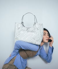 Lamb Leather Mesh Tote Bag（L）【031198】日本製 A4