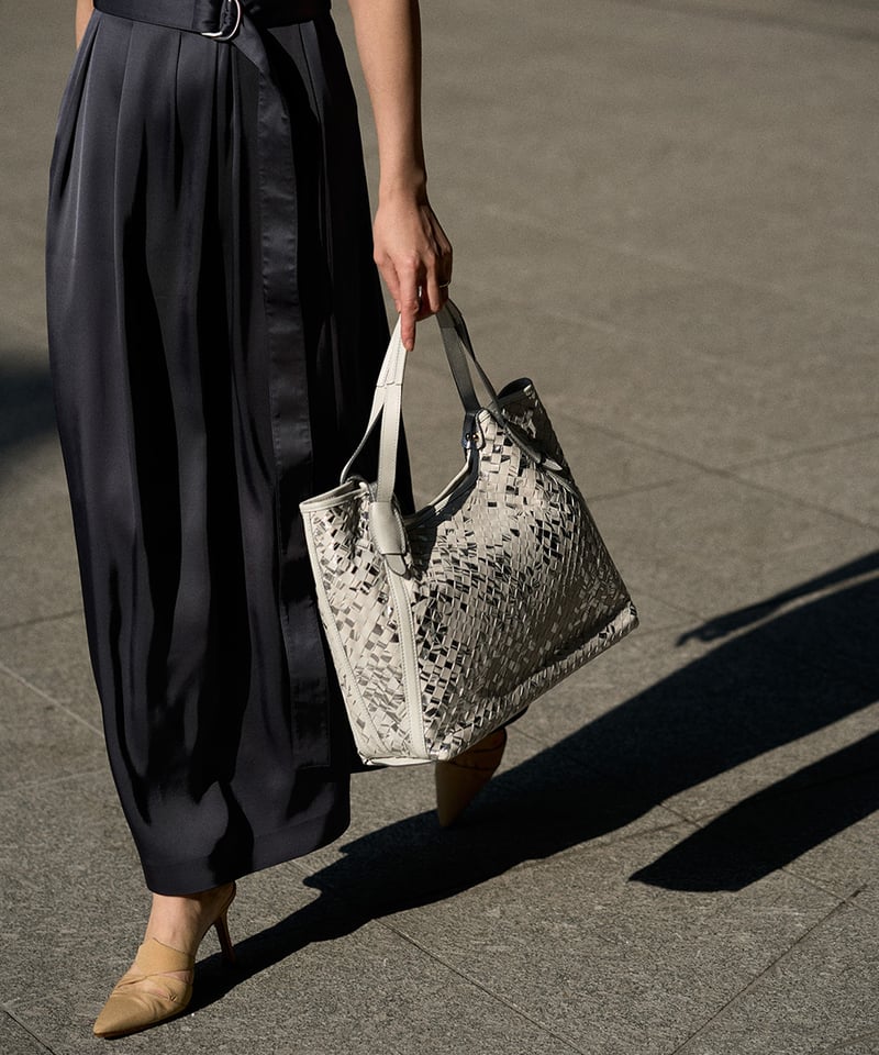 Lamb Leather Mesh Tote Bag（L）【031198】日本製 A4 | P