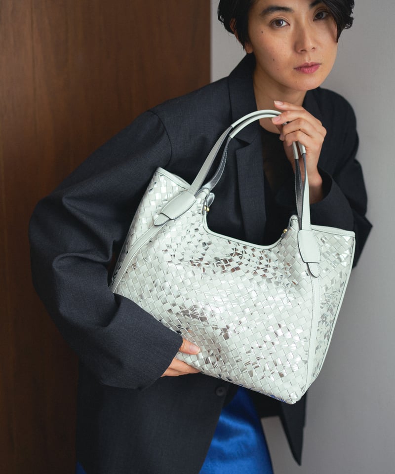 Lamb Leather Mesh Tote Bag（L）【031198】日本製 A4 | P
