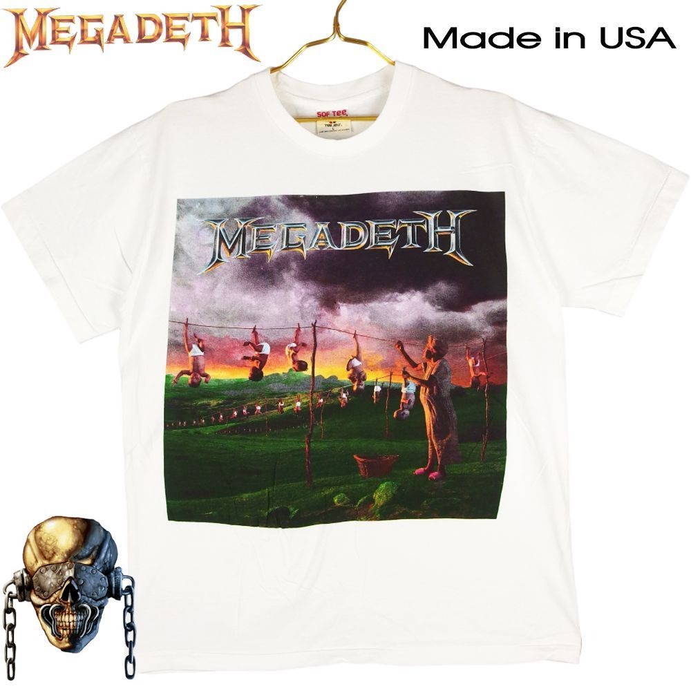 MEGADETH メガデス Tシャツ ホワイト Lサイズ 半袖 USA製 メタルバンド