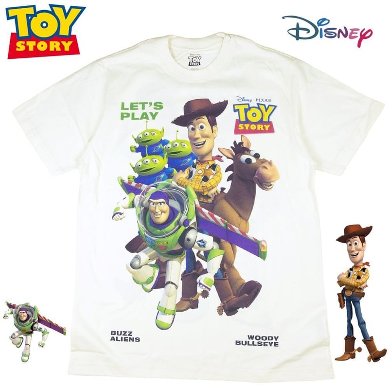 TOY STORY トイストーリー Tシャツ アイボリー ウッディ バズライト