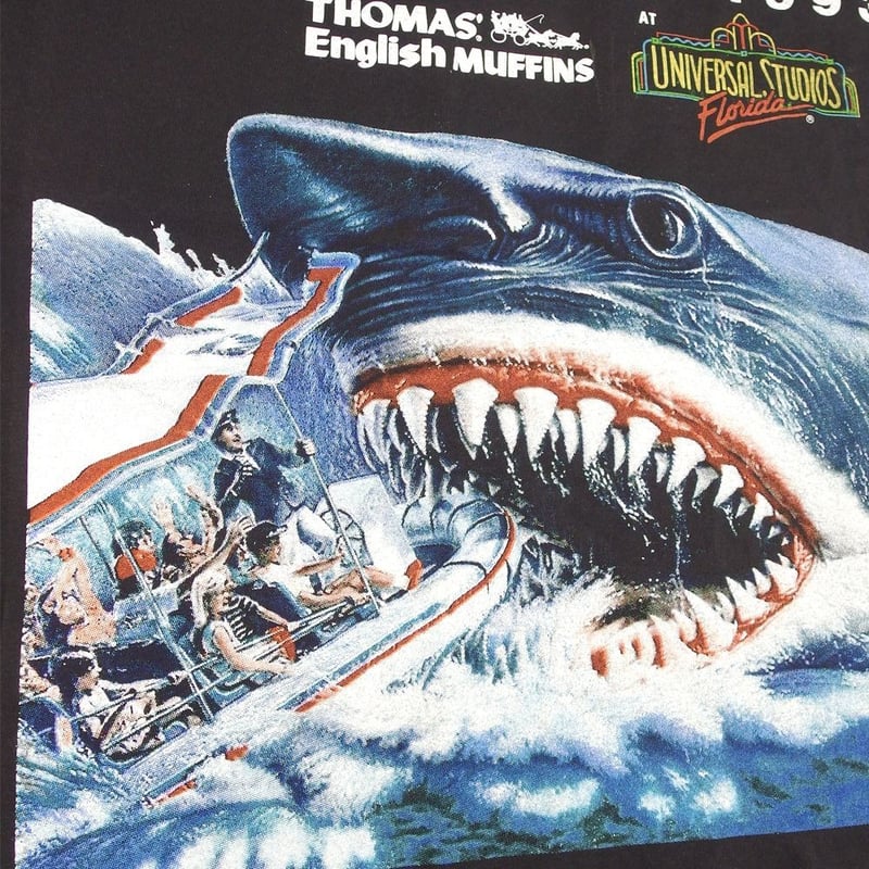 ユニバーサル映画「JAWS」公式プロモTシャツ2XL universal ユニバ JAWS ジョーズ Tシャツ USA 1993年 アメリカ ムービーブラック L
