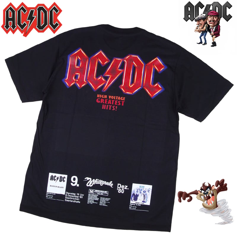 ACDC Tシャツ エーシーディーシー 半袖 ブラック BACK IN BLACK WHITE