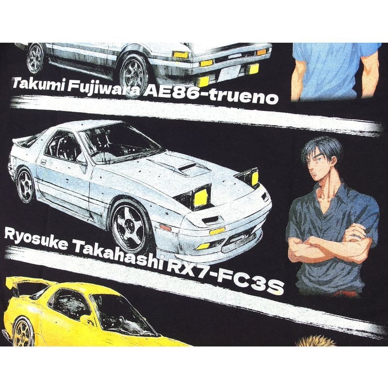 頭文字D イニシャルD アニメ Tシャツ USA initial ブラック Lサイズ