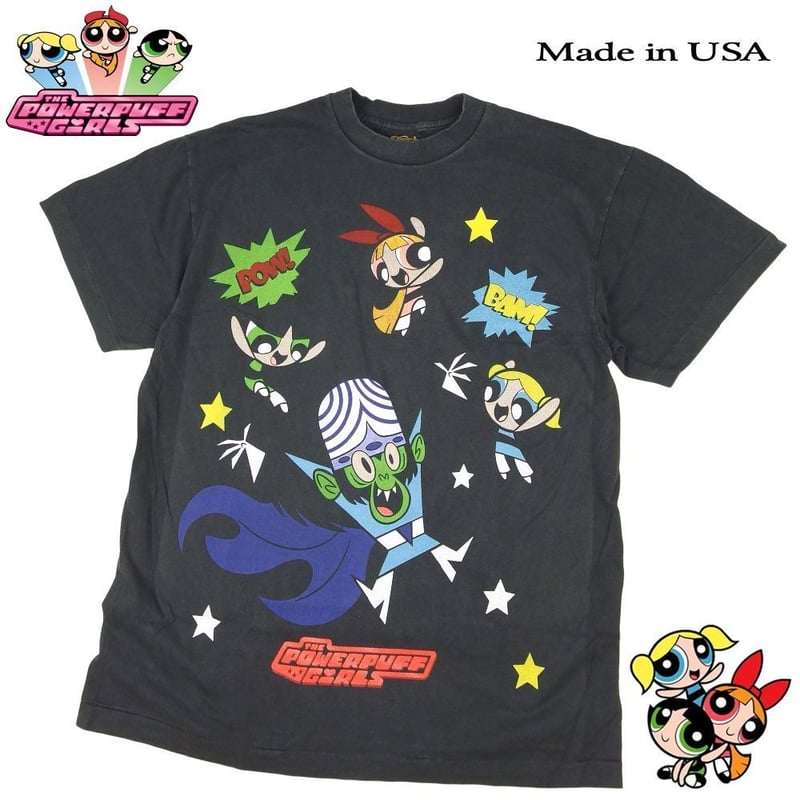 THE POWERPUFF GIRLS パワーパフガールズ Tシャツ ブラック Lサイズ