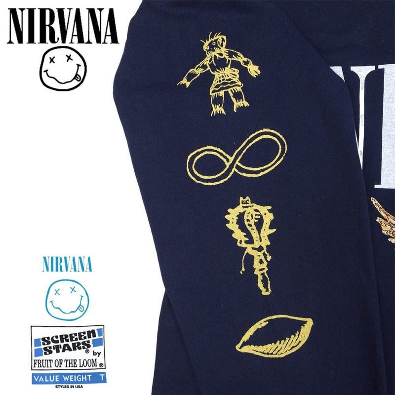 NIRVANA ニルバーナ ロンT 長袖 Tシャツ IN UTERO ネイビー