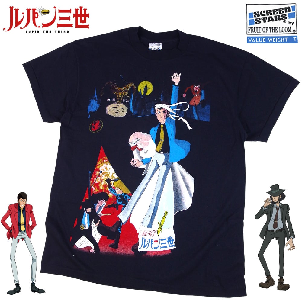 激レア ルパン3世 LUPIN 90年代 ヴィンテージ Tシャツ Lupin the 3rd ルパン三世 Tシャツ ブラック Lサイズ 半袖 アメコミ