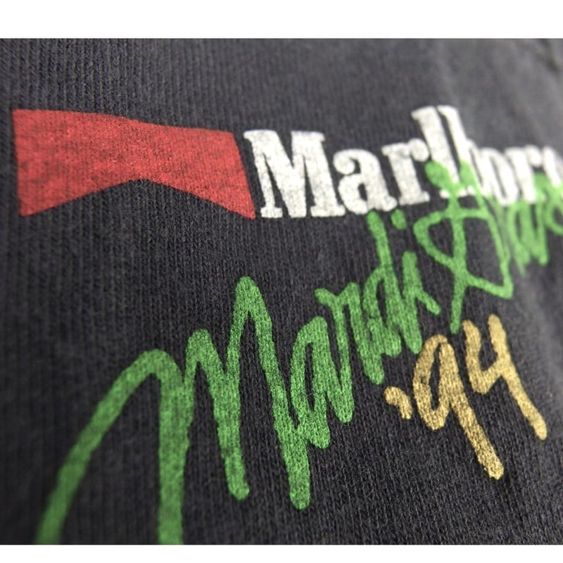 Marlboro マールボロ Tシャツ ブラック ポケ付き cowboy Mardi Gras
