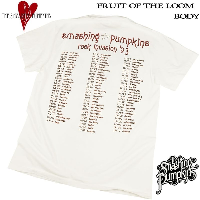 THE SMASHING PUMPKINS スマパン 1993TOUR T XL SMASHING PUMPKINS RI TOUR 93 TEE（Tシャツ/カットソー