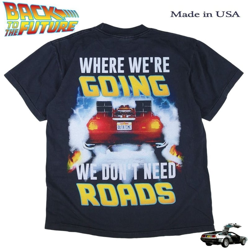 バックトゥザフューチャー　デロリアン　ムービーTシャツ　Lサイズ　ブラック　古着 バックトゥザフューチャー デロリアン ムービーTシャツ 2XL