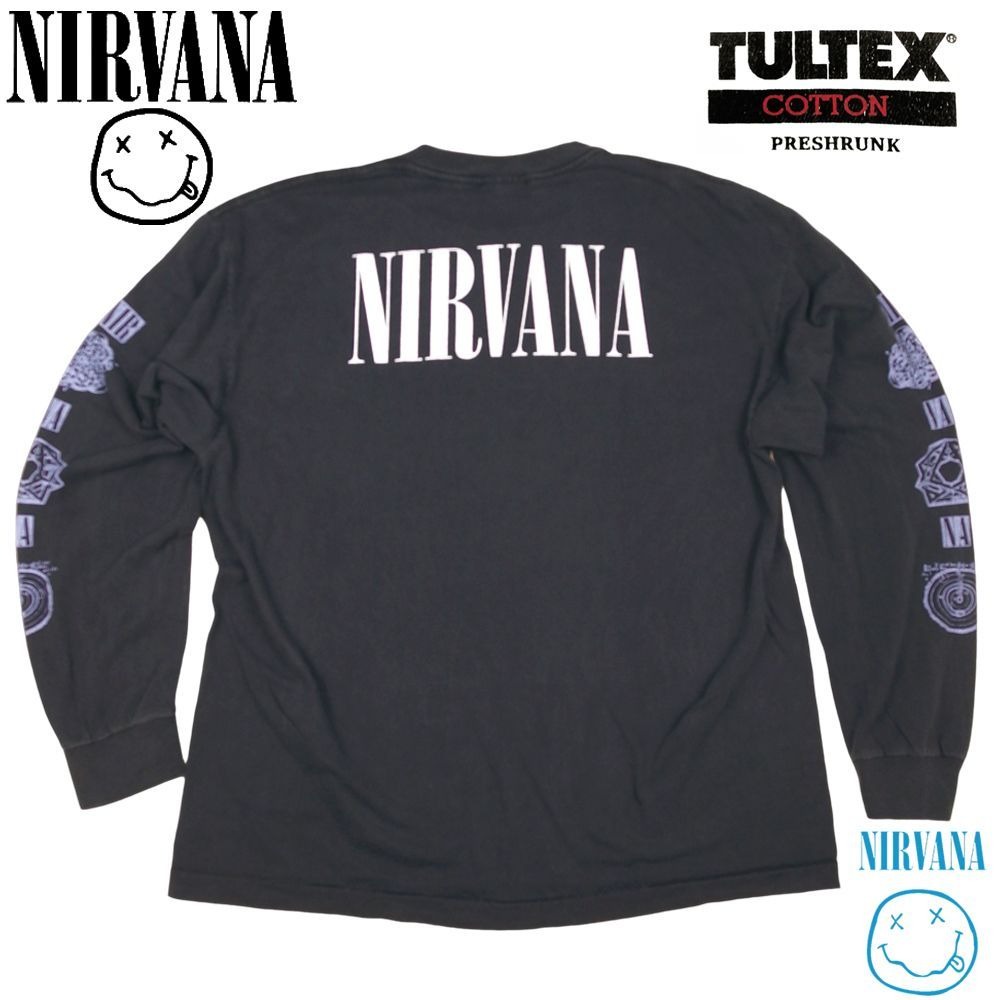 正規品/新品 NIRVANA ロングTシャツ L NIRVANA ニルバーナ ロンT 長袖 Tシャツ TULTEX製 ブラック