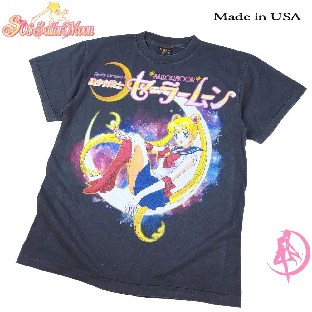セーラームーン オフィシャル Tシャツ made in usa 美少女戦士セーラームーン Tシャツ USA製 アニメ チャコール L